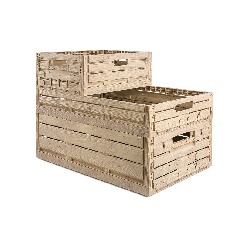Faltbox im Holzdesign 60x40x22 *Obstkiste Gemüsekiste Klappbox Holz Kiste Box 
