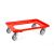 Kunststoff Transportroller Offen - Rot - mit Gummiräder, 2 Lenkrollen und 2 Bremsrollen - Karton