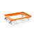 Kunststoff Transportroller Offen - Orange - mit Kunststoffräder, 2 Lenkrollen und 2 Bremsrollen - Palette