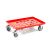 Kunststoff Transportroller Raster - Rot - mit Gummiräder, 2 Lenkrollen und 2 Bremsrollen - Palette