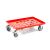 Kunststoff Transportroller Raster - Rot - mit Gummiräder, 2 Lenkrollen und 2 Bremsrollen - Einzel