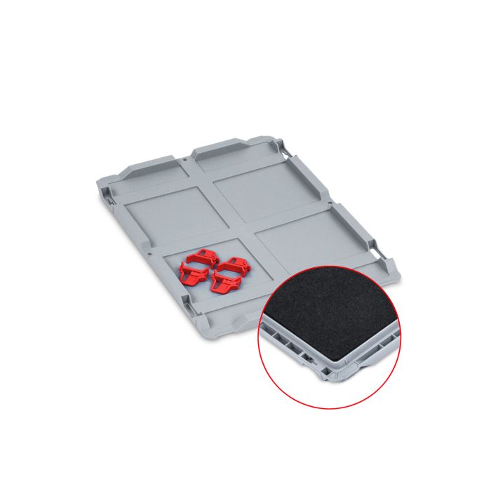 Auflagedeckel Set Eurobox NextGen mit Schaumstoff 400 x 300, inkl. 4 rote Schiebeschnappverschlüsse main product photo