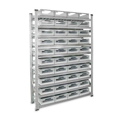 Grundregal Tiefe 400 mit 10 Fachböden für Euroboxen NextGen