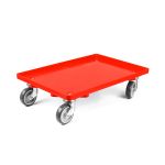 Kunststoff Transportroller Geschlossen - Rot - mit Gummiräder, 2 Lenkrollen und 2 Bockrollen - Palette