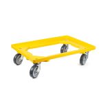 Kunststoff Transportroller Offen - Gelb - mit Gummiräder, 2 Lenkrollen und 2 Bremsrollen - Karton