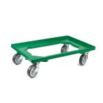 Kunststoff Transportroller Offen - Grün - mit Gummiräder, 2 Lenkrollen und 2 Bremsrollen - Palette