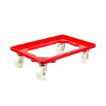Kunststoff Transportroller Offen - Rot - mit Kunststoffräder, 2 Lenkrollen und 2 Bockrollen - Palette