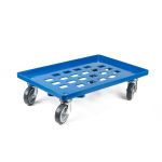 Kunststoff Transportroller Raster - Blau - mit Gummiräder, 2 Lenkrollen und 2 Bremsrollen - Karton