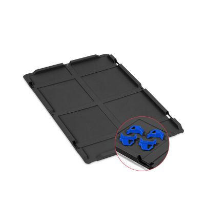 Auflagedeckel Set 600 x 400 für Eurobox NextGen 2.0 Cycle - Anthrazit - inkl. 4 blaue Schiebeschnappverschlüsse