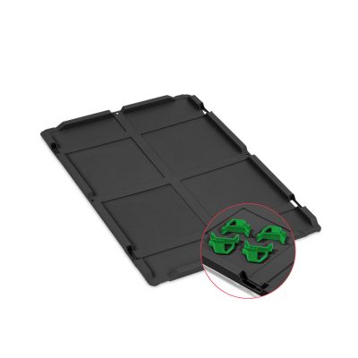 Auflagedeckel Set 600 x 400 für Eurobox NextGen 2.0 Cycle - Anthrazit - inkl. 4 grüne Schiebeschnappverschlüsse