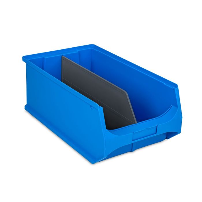 Blaue Sichtlagerbox in der Größe 5 mit grauem Trennsteg