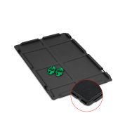 Auflagedeckel Set 600 x 400 für Eurobox NextGen 2.0 Cycle - Anthrazit - mit Schaumstoff - inkl. 4 grüne Schiebeschnappverschlüsse