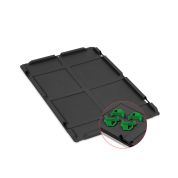 Auflagedeckel Set 600 x 400 für Eurobox NextGen 2.0 Cycle - Anthrazit - inkl. 4 grüne Schiebeschnappverschlüsse