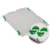 Auflagedeckel Set Eurobox NextGen – 400 x 300, inkl. 4 grüne Schiebeschnappverschlüsse