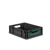 Eurobox NextGen 2.0 Cycle - Griffe offen - Türkis - 400 x 300 x 120 mm  - Anthrazit - Einzel