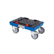 Transportroller metaBOX S - 400x300 - Gummiräder 2 Bremsrollen und 2 Lenkrollen - Blau - Einzel