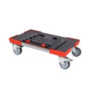 Transportroller metaBOX XL - 600x400 - Gummiräder 2 Bremsrollen und 2 Lenkrollen - Rot - Einzel