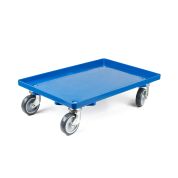 Kunststoff Transportroller Geschlossen - Blau - mit Gummiräder, 4 Lenkrollen - Palette