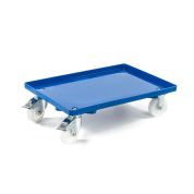 Kunststoff Transportroller Geschlossen - Blau - mit Kunststoffräder, 2 Lenkrollen und 2 Bremsrollen - Karton