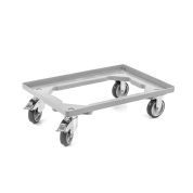 Kunststoff Transportroller Offen - Grau - mit Gummiräder, 2 Lenkrollen und 2 Bremsrollen - Karton