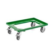 Kunststoff Transportroller Offen - Grün - mit Gummiräder, 2 Lenkrollen und 2 Bremsrollen - Karton