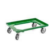 Kunststoff Transportroller Offen - Grün - mit Gummiräder, 2 Lenkrollen und 2 Bockrollen - Karton