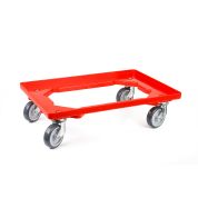 Kunststoff Transportroller Offen - Rot - mit Gummiräder, 4 Lenkrollen  - Palette