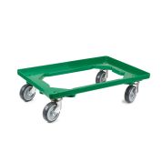 Kunststoff Transportroller Offen - Grün - mit Gummiräder, 4 Lenkrollen  - Einzel