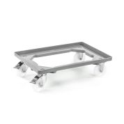 Kunststoff Transportroller Offen - Grau - mit Kunststoffräder, 2 Lenkrollen und 2 Bremsrollen - Palette