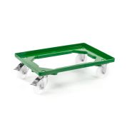 Kunststoff Transportroller Offen - Grün - mit Kunststoffräder, 2 Lenkrollen und 2 Bremsrollen - Palette