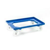 Kunststoff Transportroller Offen - Blau - mit Kunststoffräder, 2 Lenkrollen und 2 Bockrollen - Palette