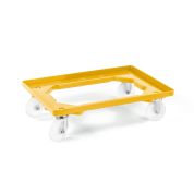 Kunststoff Transportroller Offen - Gelb - mit Kunststoffräder, 2 Lenkrollen und 2 Bockrollen - Palette