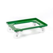 Kunststoff Transportroller Offen - Grün - mit Kunststoffräder, 2 Lenkrollen und 2 Bockrollen - Palette