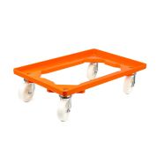 Kunststoff Transportroller Offen - Orange - mit Kunststoffräder, 4 Lenkrollen - Karton