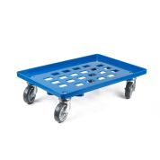 Kunststoff Transportroller Raster - Blau - mit Gummiräder, 4 Lenkrollen - Karton