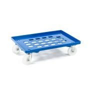 Kunststoff Transportroller Raster - Blau - mit Kunststoffräder, 2 Lenkrollen und 2 Bockrollen - Palette