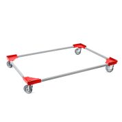 Transportroller VARIABLE - 1200x800 - Gummiräder 4 Lenkrollen Rot - Karton