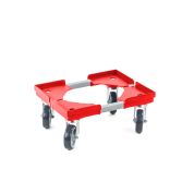 Transportroller VARIABLE - 400x300 - Gummiräder 4 Lenkrollen Rot - Einzel