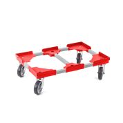 Transportroller VARIABLE - 600x400 - 1x unterteilt - Gummiräder 4 Lenkrollen Rot - Karton