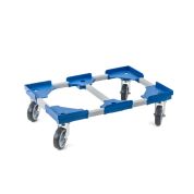 Transportroller VARIABLE - 600x400 - 1x unterteilt - Gummiräder 4 Lenkrollen Blau - Karton