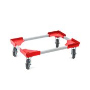Transportroller VARIABLE - 600x400 - Gummiräder 4 Lenkrollen Rot - Einzel