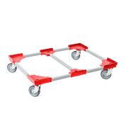 Transportroller VARIABLE - 800x600 - 1x unterteilt - Gummiräder 4 Lenkrollen Rot - Einzel