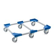 Transportroller VARIABLE - 800x600 - 1x unterteilt - Gummiräder 6 Lenkrollen Blau - Palette
