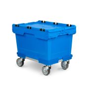 Transportroller Mehrwegbehälter Conical - 510 x 350 - Gummiräder 4 Lenkrollen Blau - Einzel