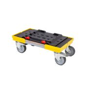 Transportroller metaBOX L - 500x300 - Gummiräder 2 Bremsrollen und 2 Lenkrollen - Gelb - Karton