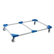 Transportroller VARIABLE - 1200x800 - 1x unterteilt - Gummiräder 4 Lenkrollen Blau - Palette
