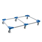 Transportroller VARIABLE - 1200x800 - 1x unterteilt - Gummiräder 6 Lenkrollen Blau - Palette
