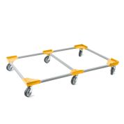 Transportroller VARIABLE - 1200x800 - 1x unterteilt - Gummiräder 6 Lenkrollen Gelb - Palette
