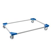 Transportroller VARIABLE - 1200x800 - Gummiräder 4 Lenkrollen Blau - Palette