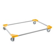 Transportroller VARIABLE - 1200x800 - Gummiräder 4 Lenkrollen Gelb - Palette